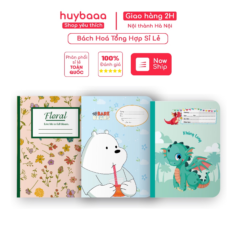 Bộ 5 Quyển Vở Ngẫu Nhiên 120 Trang, tập vở viết kẻ ngang cấp 2 ghi note tiện lợi, vở viết kẻ ngang hình thù bắt mắt