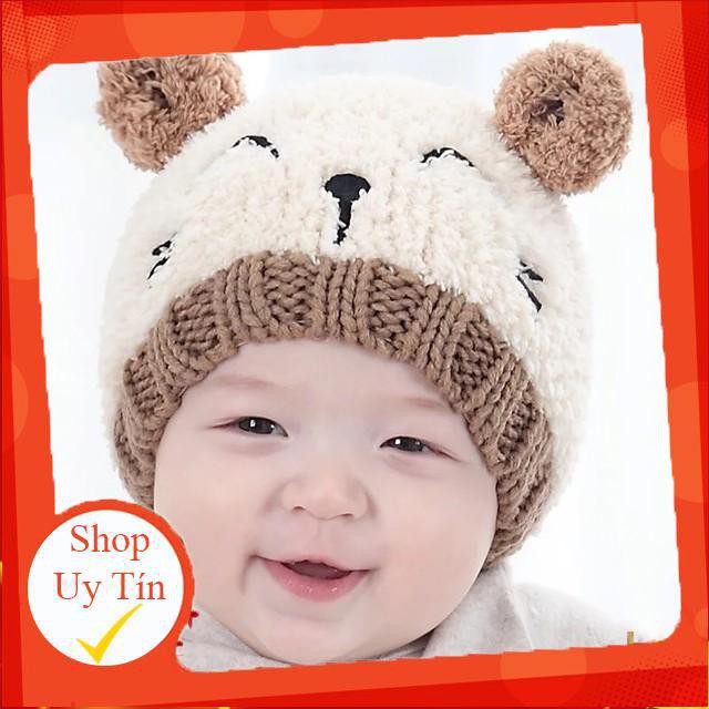 Nón Len Cho Bé Giữ Ấm Họa Tiếu Gấu Đáng Yêu [ SHOP UY TÍN ]