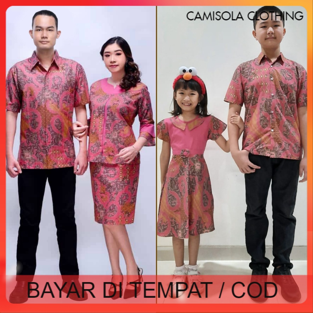 Quần Áo Mặc Nhà Batik Màu Hồng Lá HANEDA Dành Cho Gia Đình Trẻ Em Nam Và Nữ
