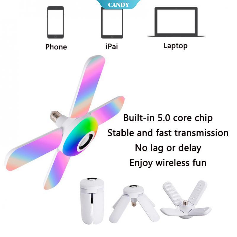 Đèn Led E27 Rgb 4 Cánh 50w Tích Hợp Loa Bluetooth Điều Khiển Từ Xa Thông Minh