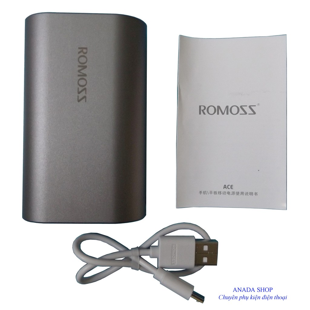 PIN SẠC DỰ PHÒNG ROMOSS ACE 10000MAH CHÍNH HÃNG- 2 CỔNG SẠC IPUT (CỔNG LIGHTNING VÀ MICRO USB)