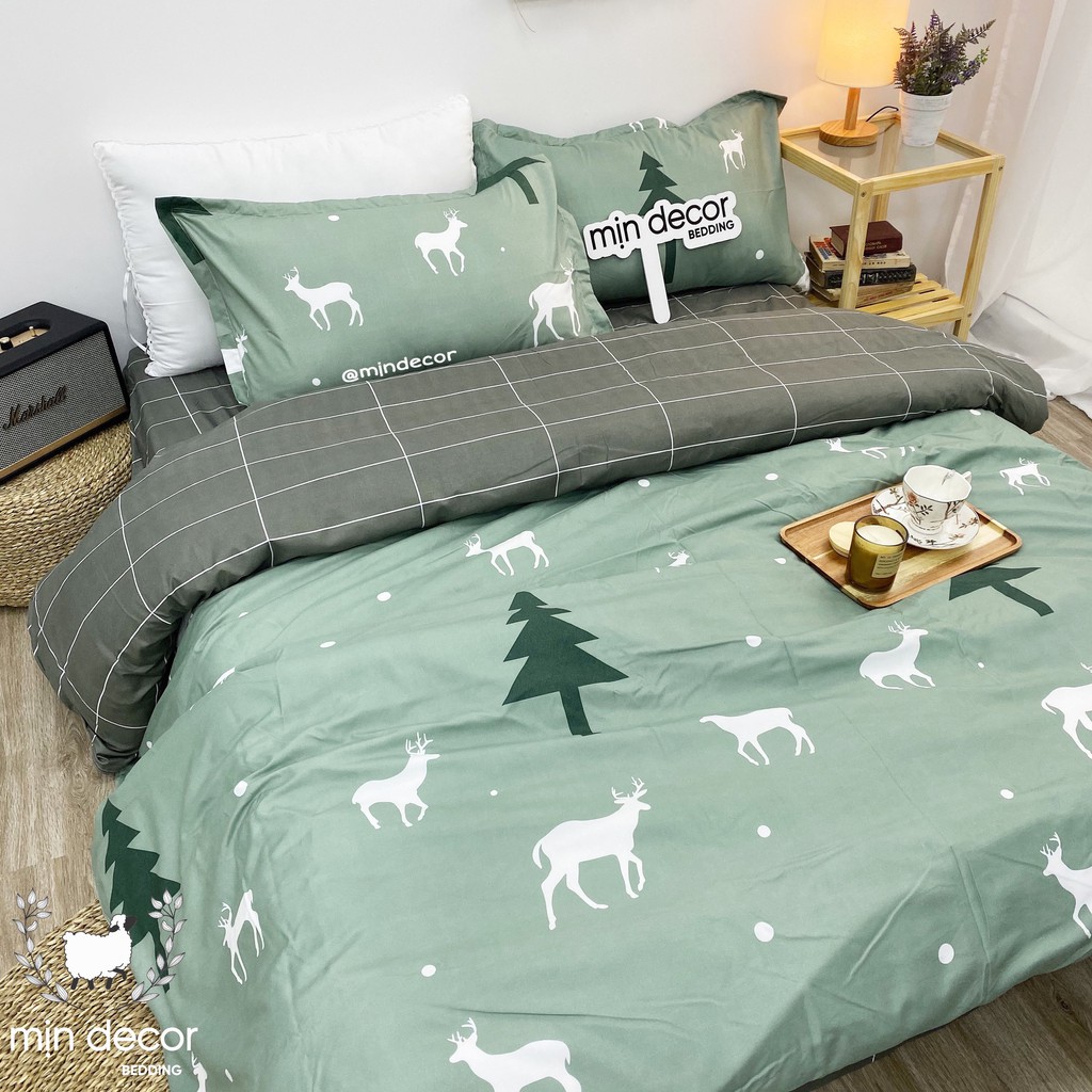 Bộ Chăn Ga Gối Cotton 3D 💖FREESHIP💖 Drap Giường Hươu Xanh Ngọc  - Ga Trải Giường Thiết Kế Mịn Decor | BigBuy360 - bigbuy360.vn