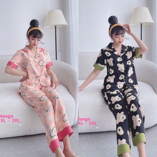 ✅BIGSIZE 60-75KG LỤA SATIN TAY NGẮN QUẦN DÀI, ĐỒ BỘ SAU SINH , ĐỒ BỘ MẶC NHÀ SIZE TO✅