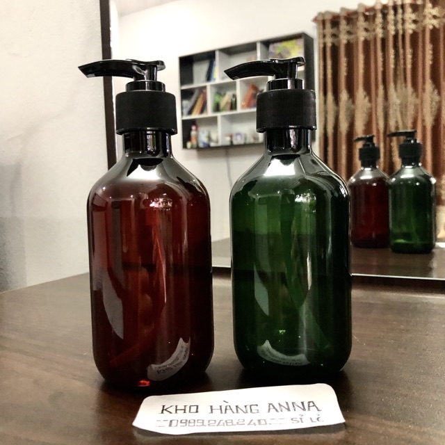 Combo 50  chai xịt nhỏ giọt 300ml màu xanh rêu - 50 chai pet nhựa xanh rêu 300ml vòi nhấn nhỏ giọt-chai hủ chiết mỹ phẩm