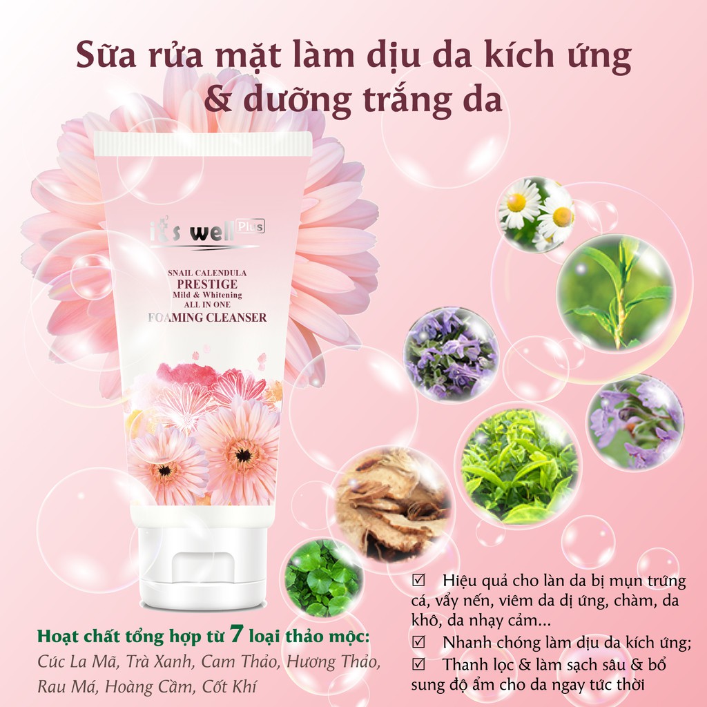 Bộ 2 sản phẩm làm đẹp: Lõi phấn nước dưỡng trắng 15g &amp; Sữa rửa mặt It's Well Plus 150 ml