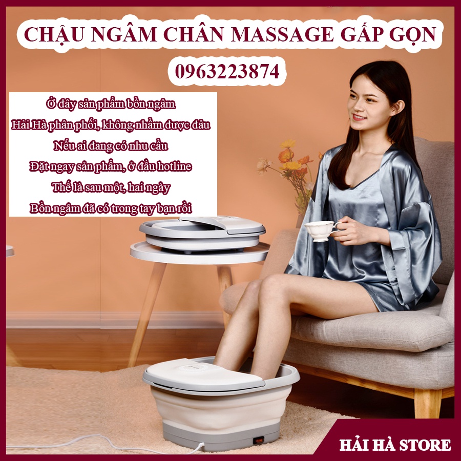 Chậu ngâm chân massage gấp gọn, Bồn ngâm chân mát xa cao cấp, tự động đun nước, giữ nhiệt ổn định