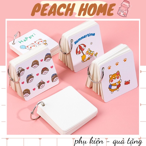 Flash Card Học Từ Vựng Ngoại Ngữ Hình Vuông Có Móc Treo Hoạ Tiết Hoạt Hình Siêu Đáng Yêu FlashCard Học Tiếng Anh