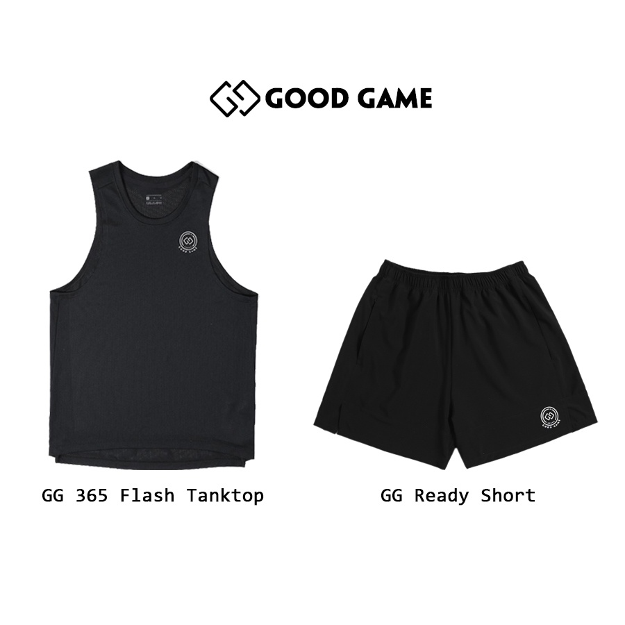 Combo Áo Tanktop 365 Flash Đen + Quần Ready Short GoodGame Đen