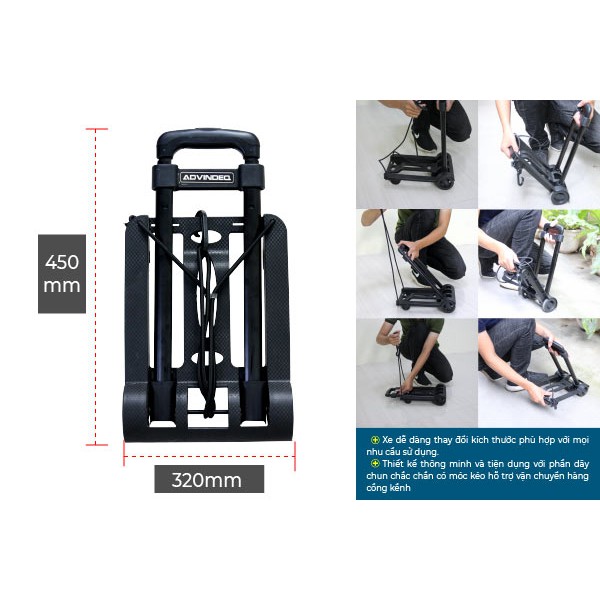 Xe đẩy đi chợ gấp gọn đa năng ADVINDEQ HT-MINI01 (Tải trọng 45kg)