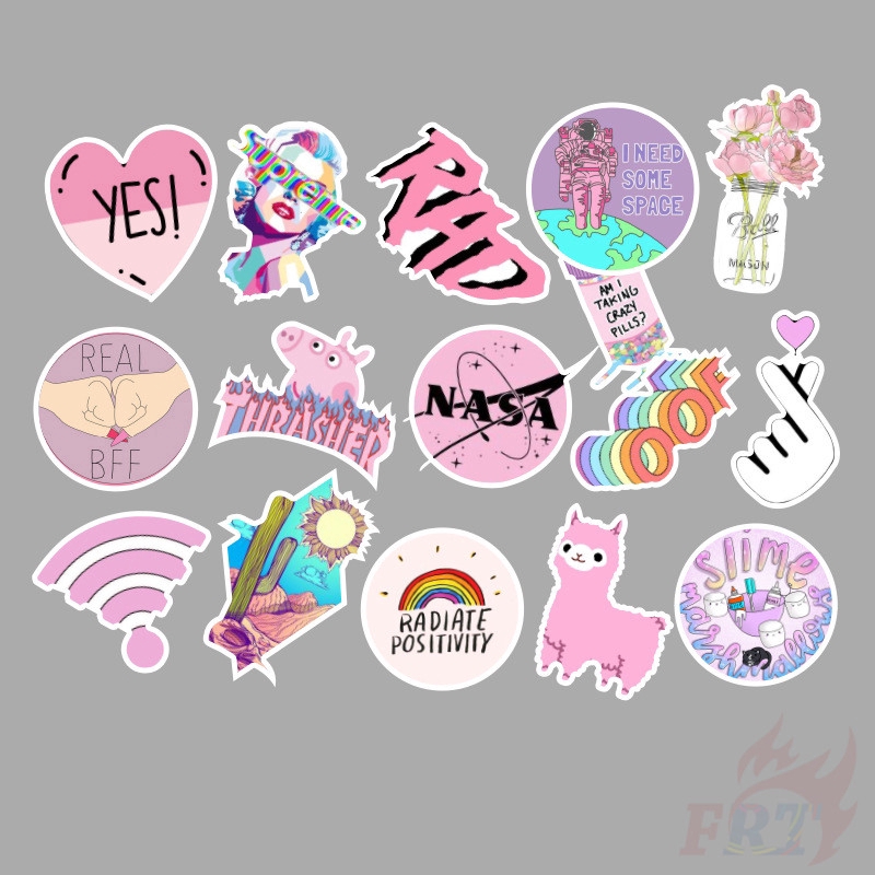 ❉ Ins - Fashion VSCO Romantic Pink Girls Series 01 Stickers ❉ 50Pcs/Set Mixed DIY Luggage Laptop Skateboard Doodle Decals Stickers