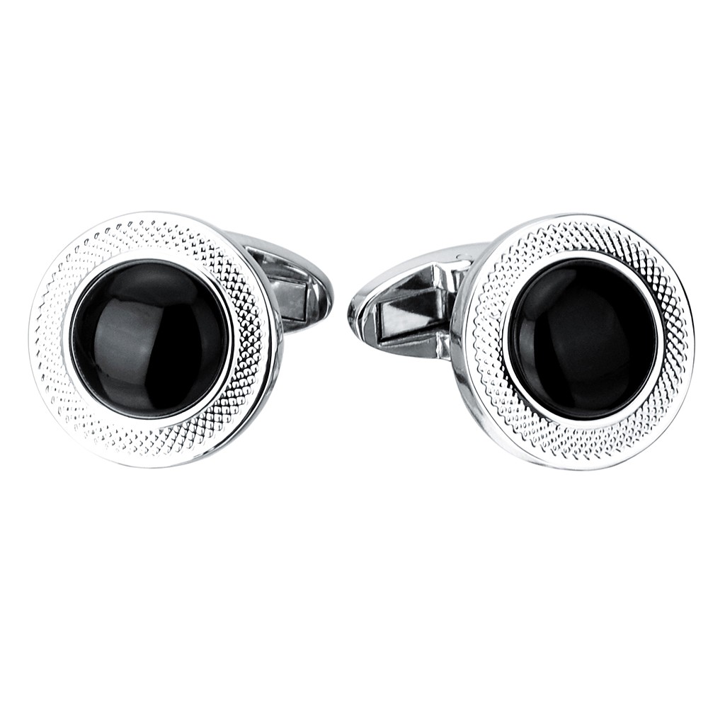 [Chiwanji2] 2 Khuy Măng Sét Tuxedo Đen Zircon Tròn Bằng Kim Loại Cho Nam Trong Ngày Cưới Doanh Nhân