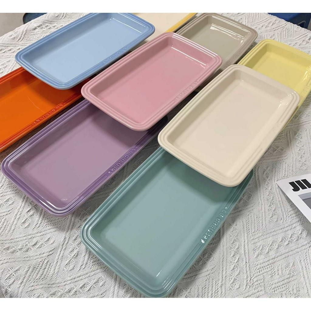 Khay sứ chữ nhật Le creuset  dài 25cm, cao 2.9cm trang trí món ăn,decor trang trí dùng cho quán cafe nhà hàng，
