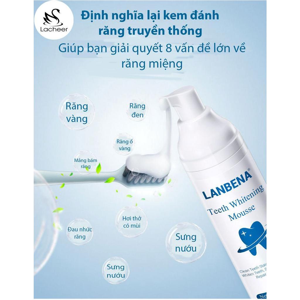 LANBENA Bọt làm trắng răng khử mùi hôi miệng kem đánh răng làm sạch răng tẩy vết ố teeth whitening mousse 60ml