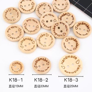 Nút gỗ dập chữ Handmade (gói 10 cái)