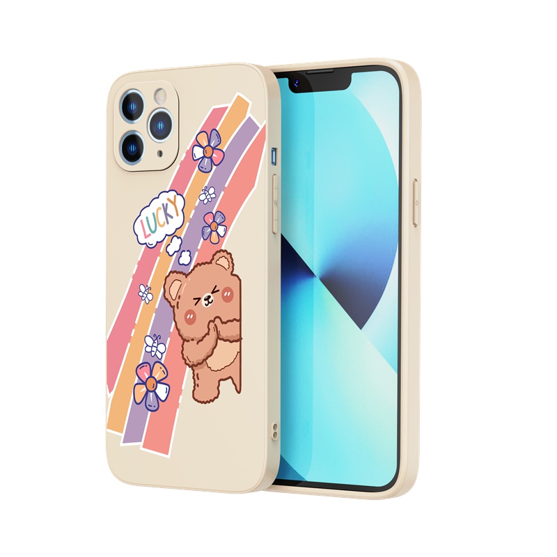 Ốp lưng iphone Ốp điện thoại SUNTAIHO silicone dẻo họa tiết gấu may mắn cho iPhone 13 12 11 Pro Max X XR XS Max 7 8 Plus 12Mini 13Mini