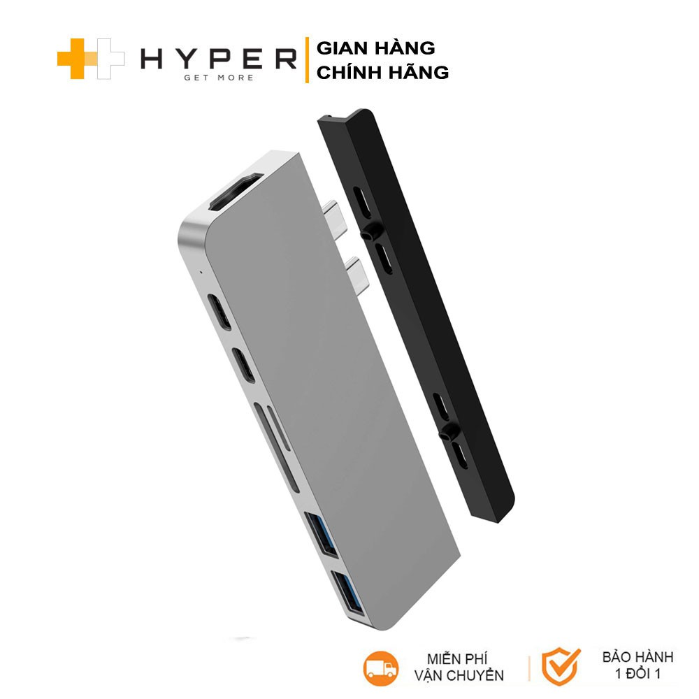 Cổng chuyển Hyperdrive Duo 7-in-2 4K60Hz with cable USB-C Hub for Macbook/Laptop/iPad/Smartphone - HD28C - Chính Hãng