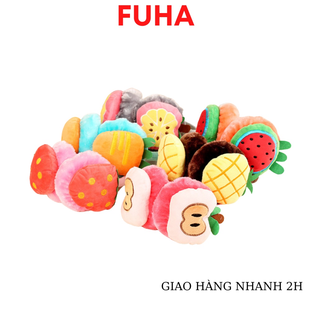 Chụp tai giữ ấm cho bé FUHA,  bịt tai mùa đông giúp bé ấm áp hàng Quảng Châu họa tiết hoa quả