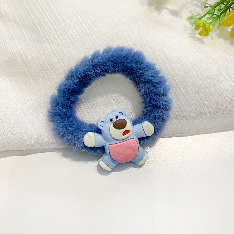 Dây buộc tóc trang trí gấu bông màu kẹo xinh xắn phong cách Hàn Quốc dành cho nữ