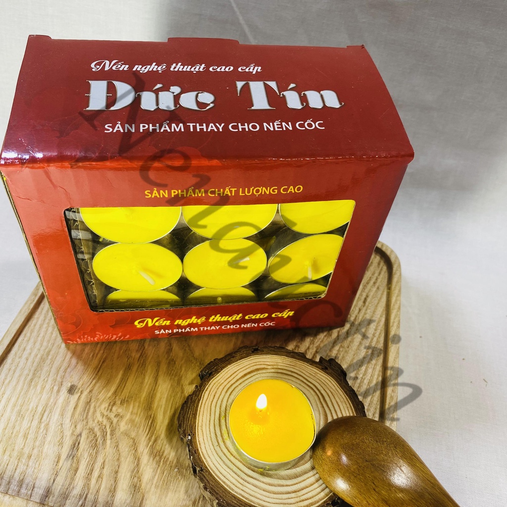 Nến bơ 50 viên Tealight cao cấp Đức Tín cháy không khói không mùi an toàn cho người sử dụng