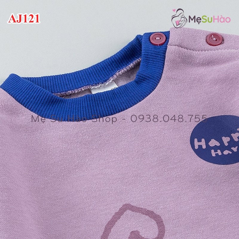 Set nỉ bông siêu xinh siêu ấm áp Cordi-i Hàn Quốc màu tím mã AJ121