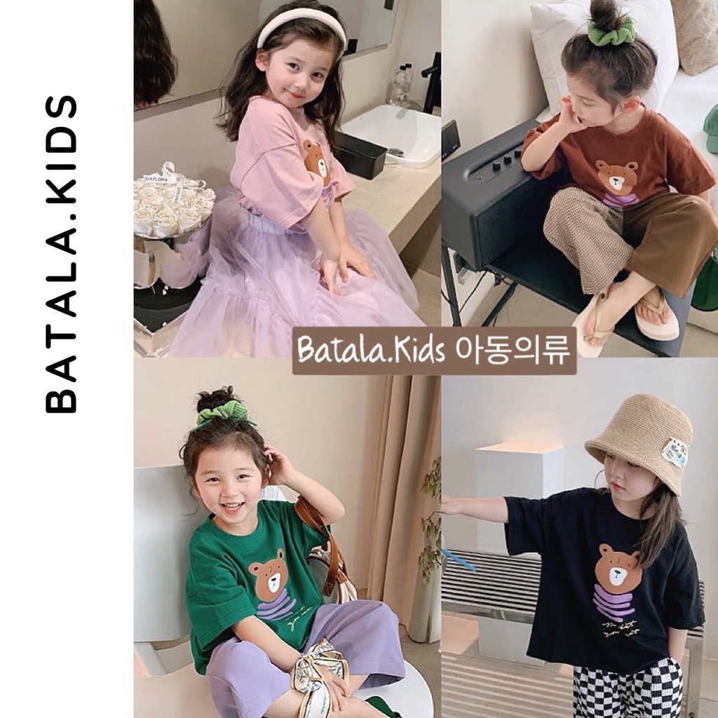 Áo phông trẻ em 100% cotton BATALA KIDS, áo thun cho bé trai và bé gái kiểu dáng thụng Hàn Quốc từ 1-7 tuổi GAU4M