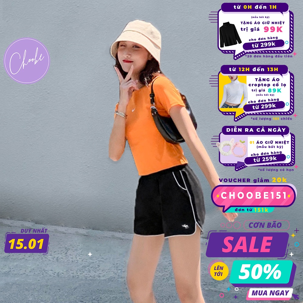 Quần đùi nữ Choobe cạp chun vải cotton co giãn sooc short dáng rộng thể thao bigsize đồ mặc nhà QS02