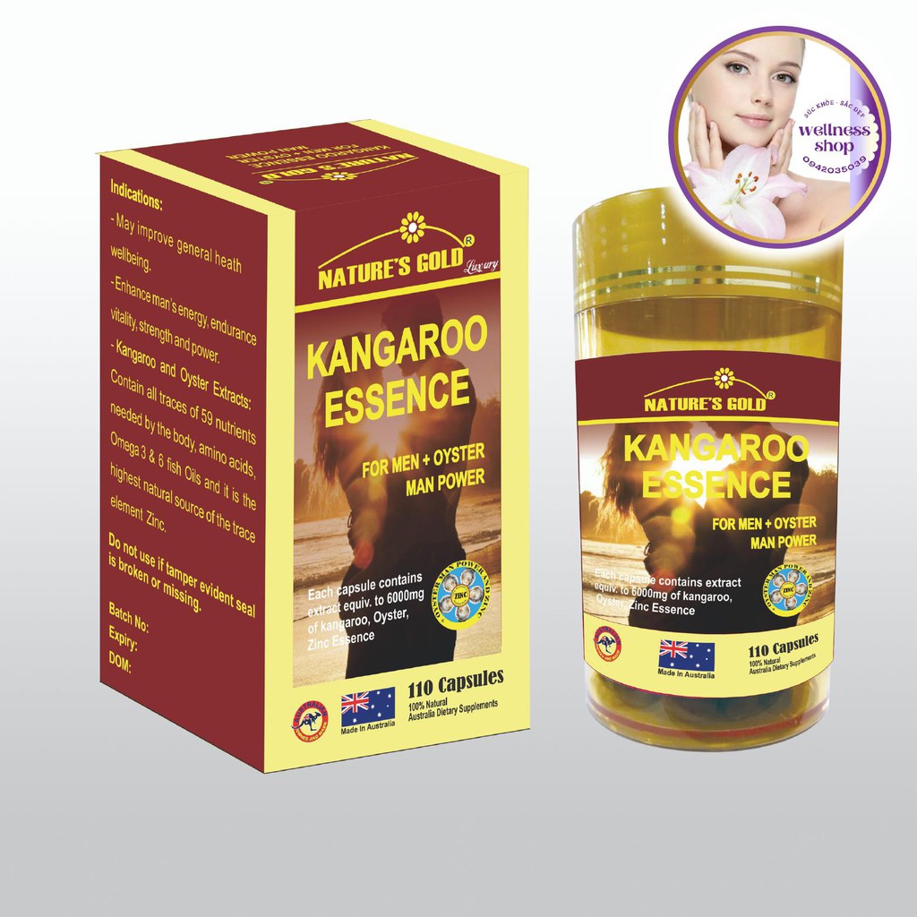 Viên uống tăng cường sinh lý nam (Kangaroo Hàu Kẽm - Úc) Kangaroo Essence For Men 6000mg + 1000 OYSTER (Hàu) + Zn (Kẽm)