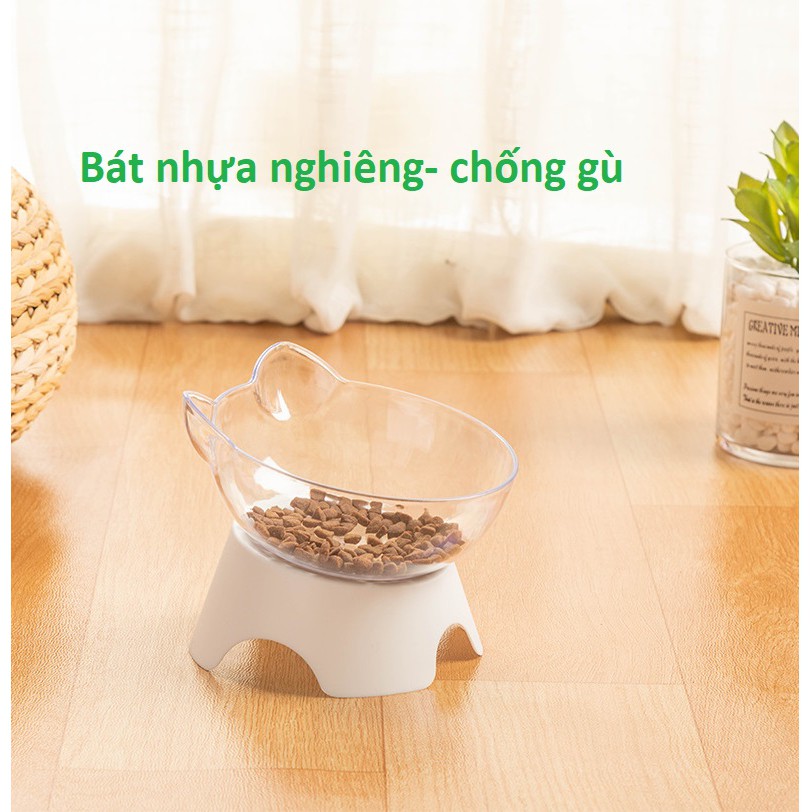 BÁT CHO CHÓ MÈO BÁT NHỰA NGHIÊNG ĐƠN - CHÉN ĐỰNG THỨC ĂN CHỐNG GÙ THÚ CƯNG NHỎ