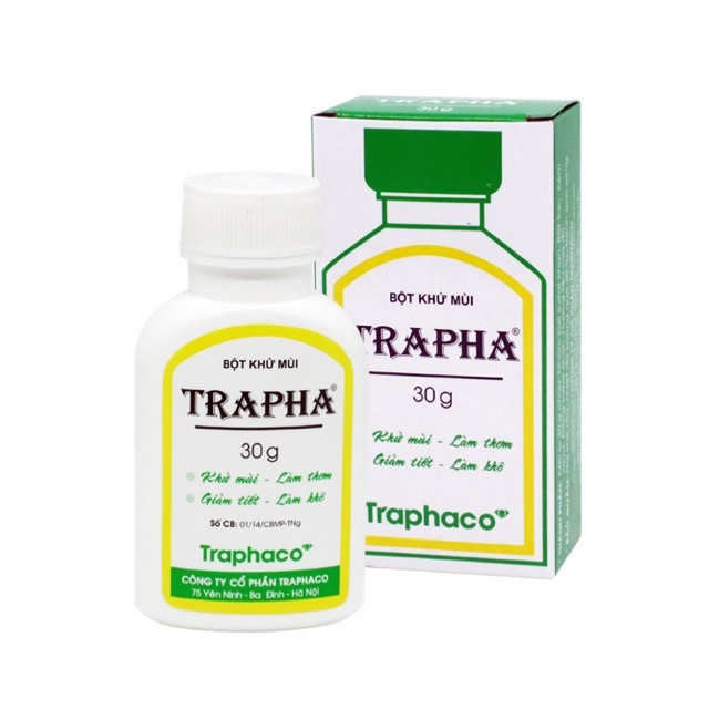 Bột khử mùi Trapha lọ 30g. Khử mùi hôi nách. chân, giảm tiết mồ hôi ở chân và nách