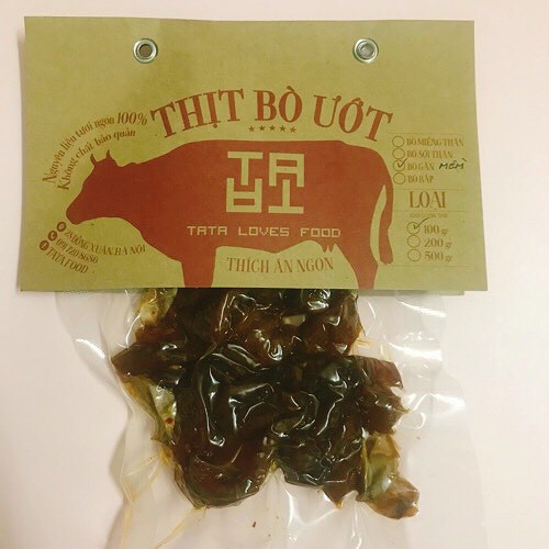 THỊT BÒ KHÔ ƯỚT TỎI - BÒ GÂN ƯỚT TỎI - TATA FOOD - GÓI 100g | BigBuy360 - bigbuy360.vn