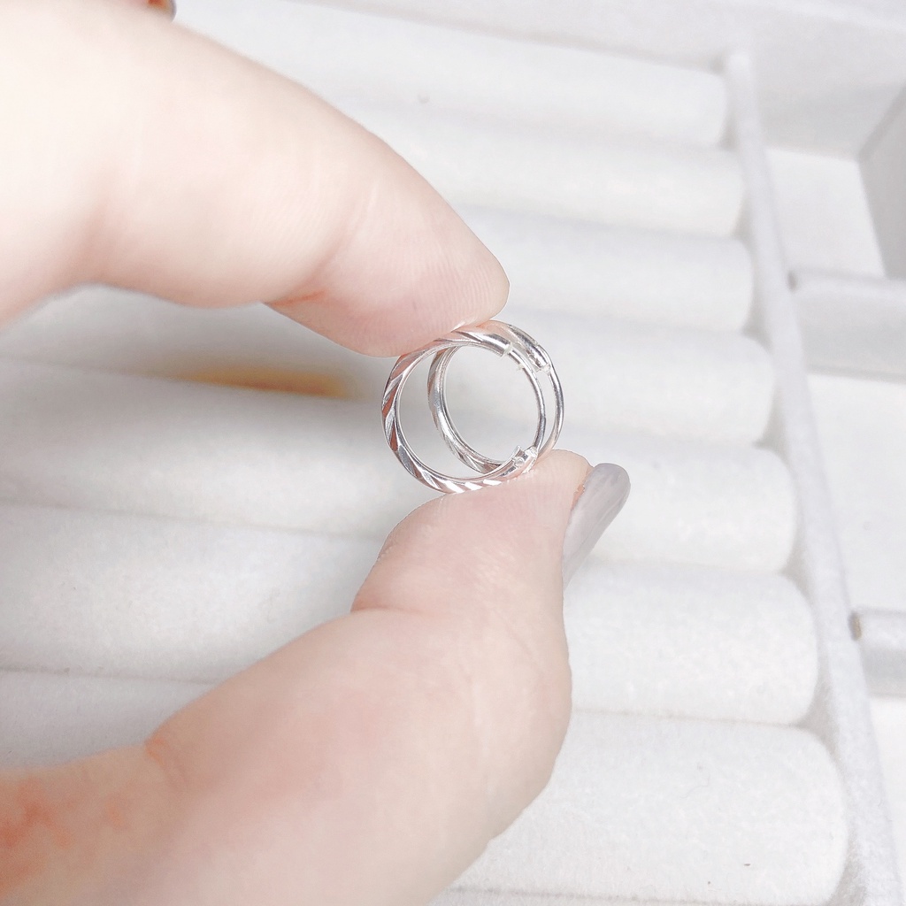 Bông tai bạc tròn phay sáng đường kính 12mm chốt cài chắc chắn TleeJewelry B0373