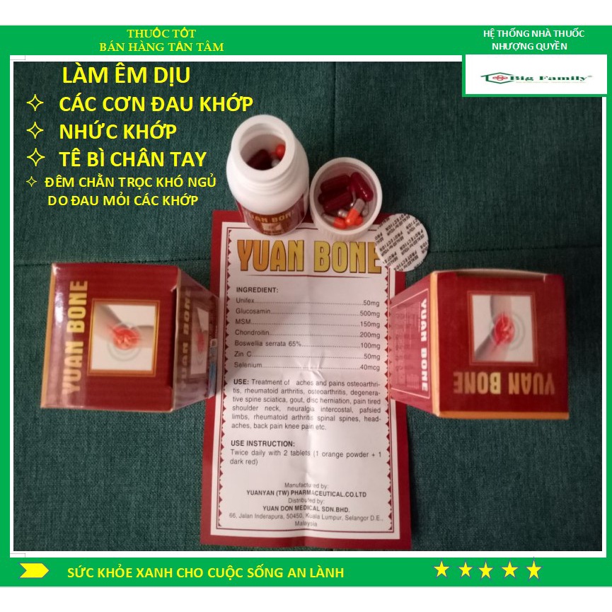 Viên Uống XƯƠNG KHỚP YUAN BONE- Thảo Dược Hỗ trợ ngăn ngừa các chứng đau nhức xương khớp, thấp khớp,viêm khớp