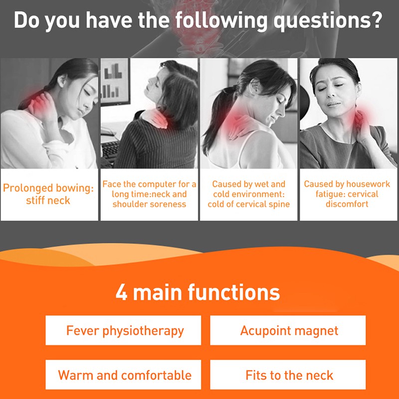 Đai Đeo Cổ Tự Sưởi Ấm Giảm Đau Từ Tính Hỗ Trợ Massage Cổ