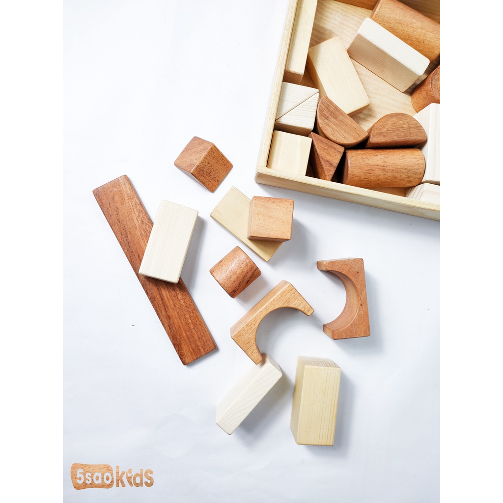 BỘ XẾP HÌNH KHỐI 31 MIẾNG BẰNG GỖ-5saokids