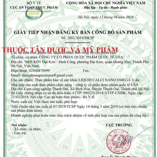 Viên uống CALCIUM NANO LIQUID bổ sung canxi, vitamin và các khoáng chất cần thiết – Hộp 100 viên | MediUSA