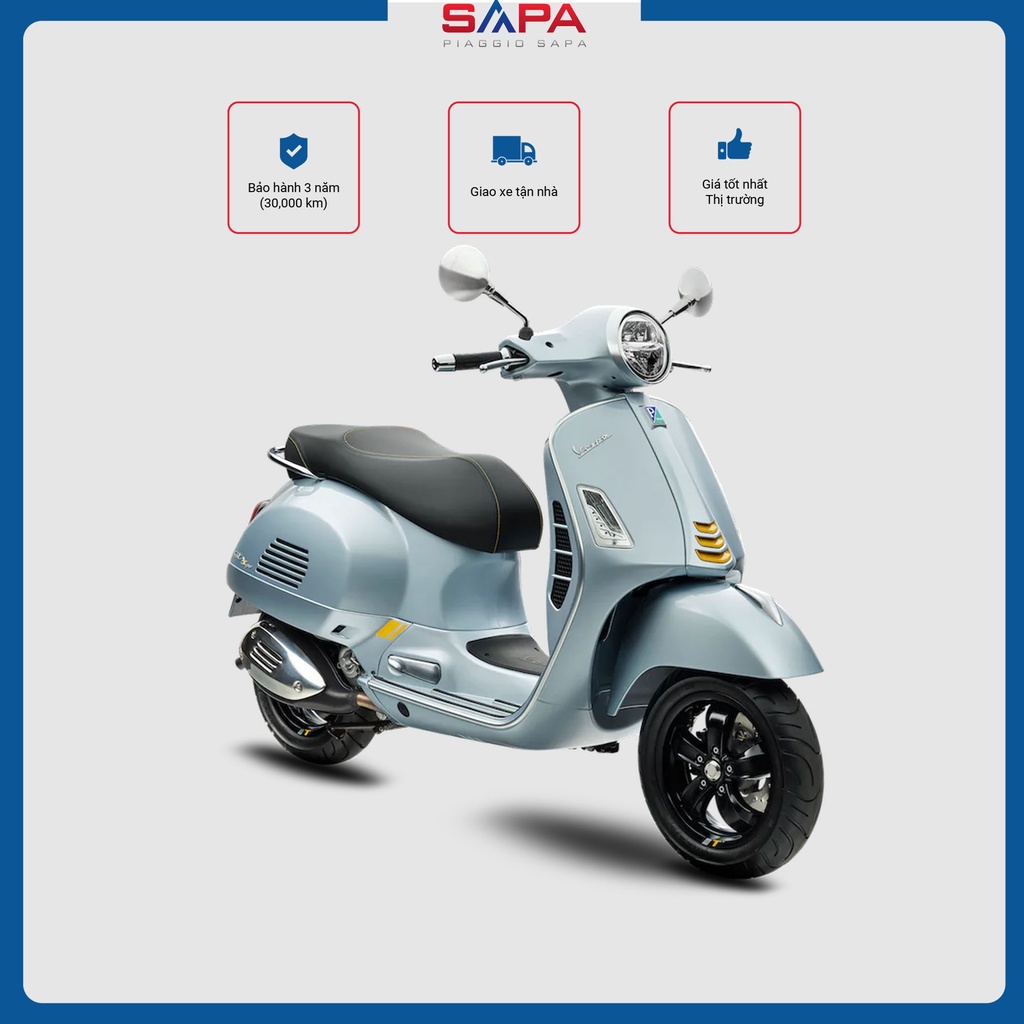 Xe Máy Vespa GTS Super Tech 300 Màu Bạc Ánh Xanh