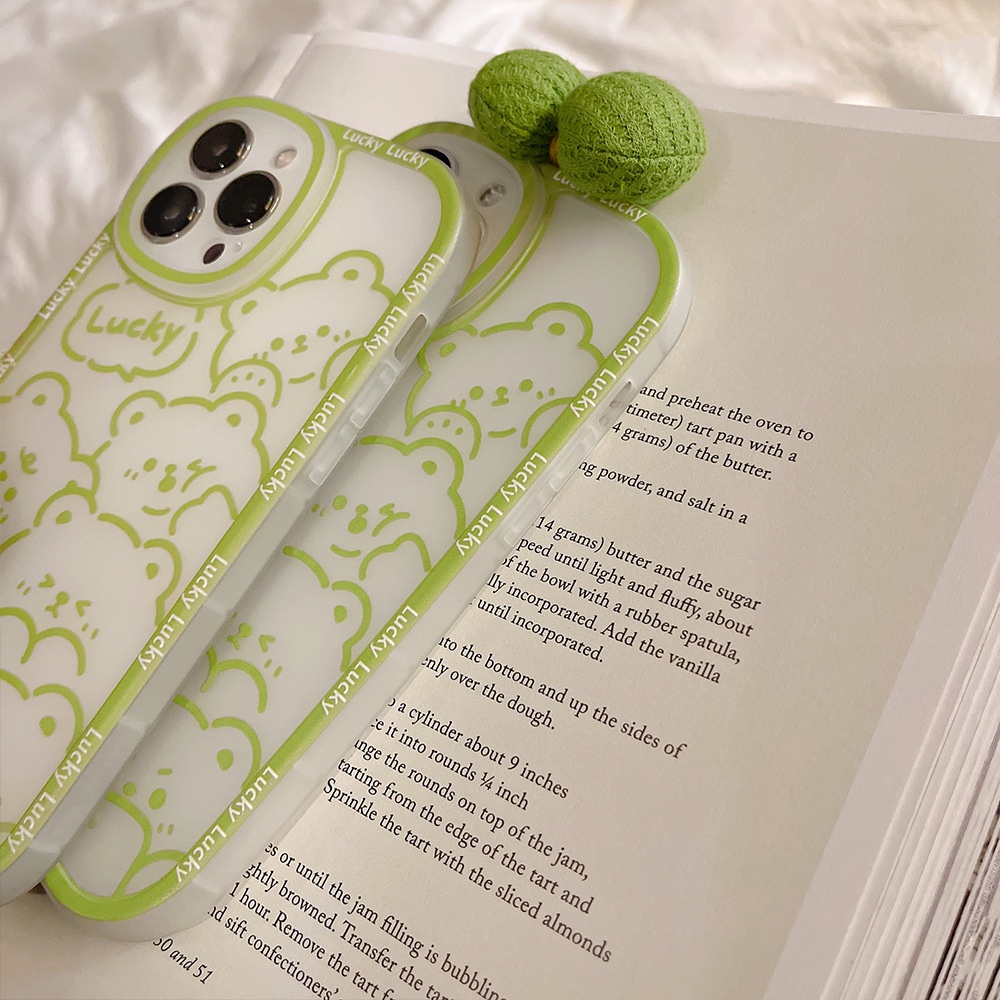 Ốp Điện Thoại Hình Gấu 3d Màu Xanh Lá Nhạt Cho iphone 7 8 plus x xr xs 11 12 13 14 15 mini pro max se 2020