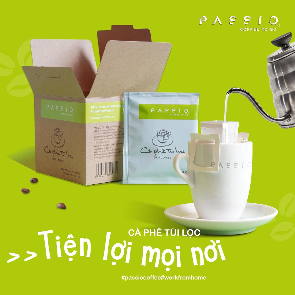 Cà phê túi lọc nguyên chất rang mộc - Passio Coffee