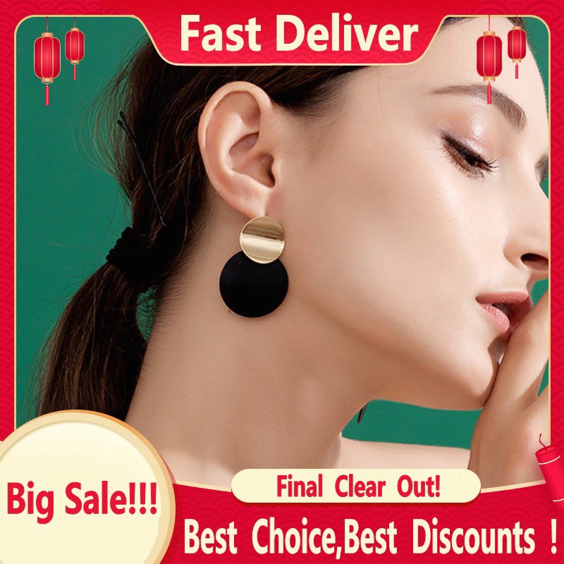 [Bán Chạy] Bông Tai Hình Tròn Lớn Phong Cách Hàn Quốc Thời Trang Cho Nữ