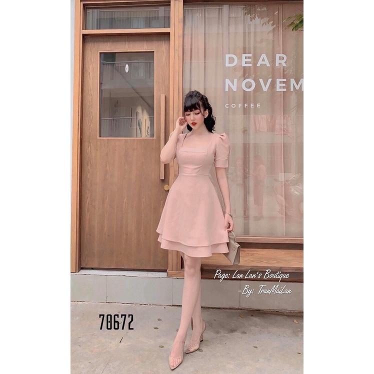 Đầm Xòe 2 Tầng Phối Tay Phồng Duyên Dáng - DX_002