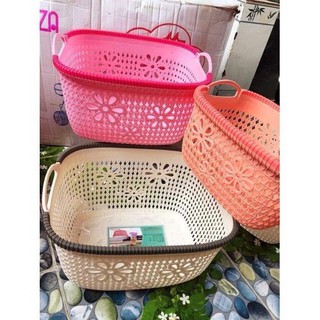 Giỏ Nhựa Giả Đan Mây Đựng Đồ Có Quai Cầm - Giỏ Nhựa Đan Kiểu Dáng Hàn Quốc Nhựa Việt Nhật