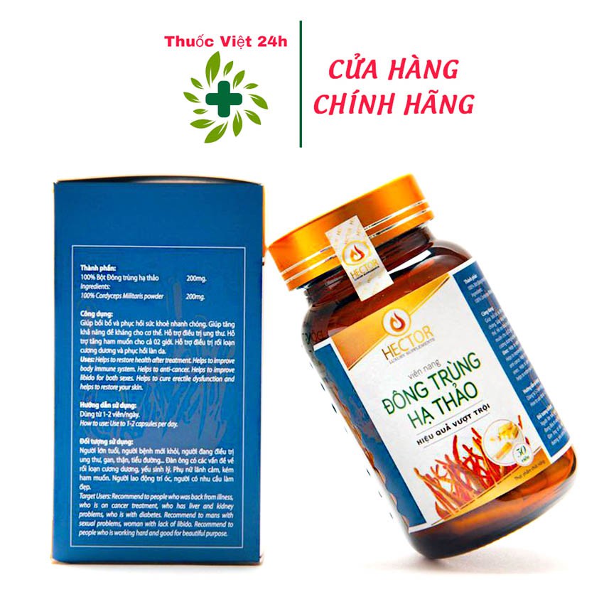 Viên Nang Đông Trùng Hạ Thảo Hector nguyên chất (30 viên) -  giúp tăng cường sức khỏe, cải thiện sinh lý - thuocviet24h
