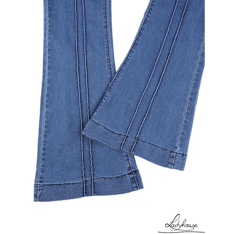 Quần jeans dài lưng vừa phối nút khóa kéo thời trang cho nữ