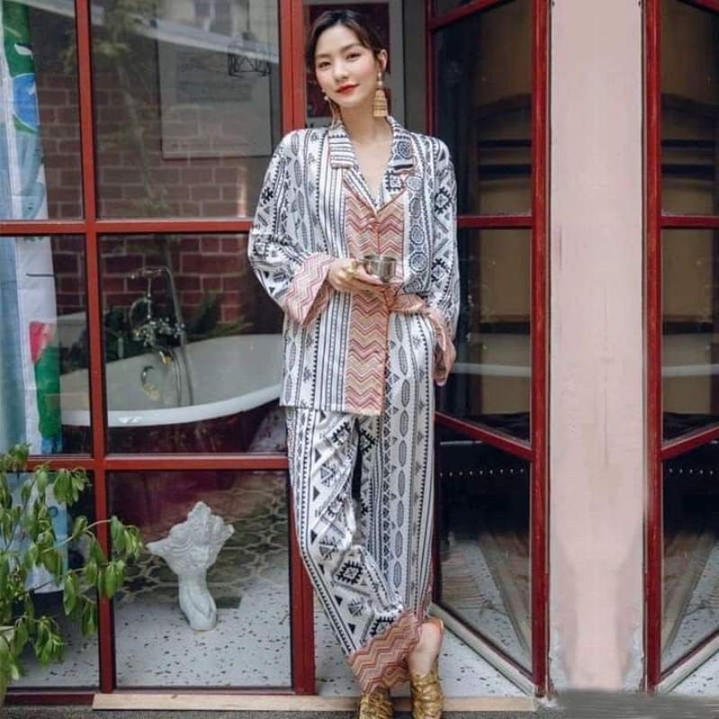 PIJAMA HỌA TIẾT THỔ CẨM CAO CẤP