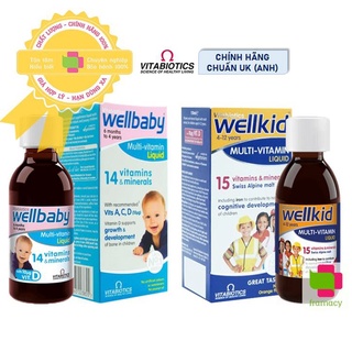 Vitamin tổng hợp cho bé Wellbaby (6 tháng - 4 tuổi)/Wellkid (4-12 tuổi) Multivitamin Liquid, Anh (150ml)