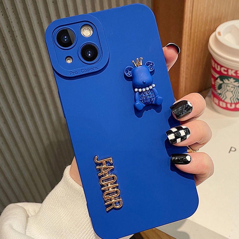 Ốp Điện Thoại Màu Xanh Dương Sang Trọng In Hình Gấu Cho Redmi 8 8A 9 9T 9A 9i 9C Note 7 8 Pro POCO X3 NFC M3