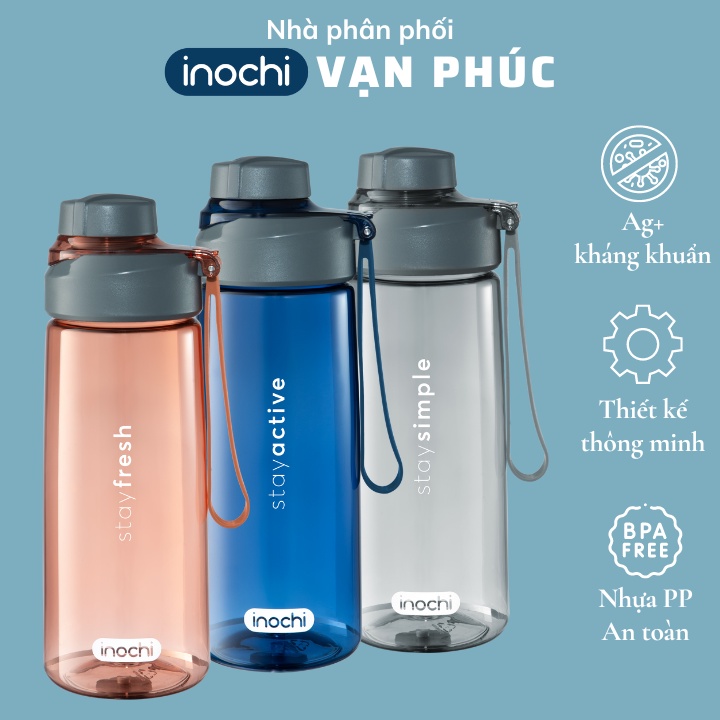 Bình nước tritan Kita Boost 670ml, Inochi Nhật Bản, không BPA, dùng cho bé, thể thao, trẻ em, xe đạp, học sinh, Vạn Phúc