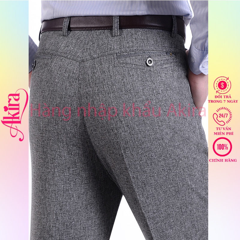 Quần tây nam công sở ống đứng trung niên vải không phai, quần tây nam xuất khẩu Akira có size cho người 90kg