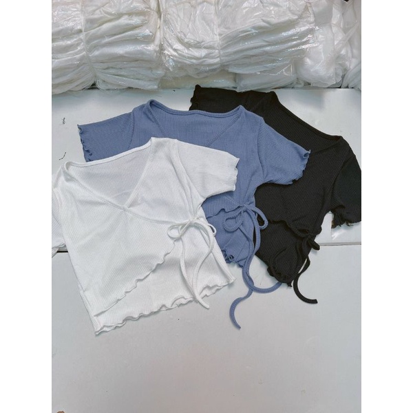 Áo nữ Croptop kiểu Đắp Chéo Cột Eo - áo thun thu hè A35