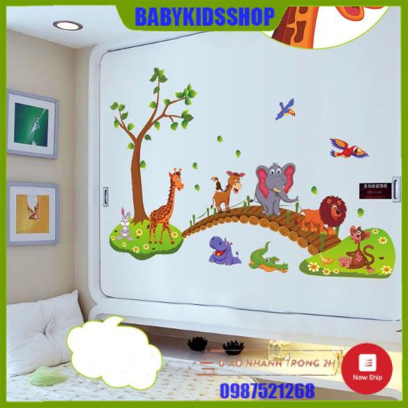 [RẺ VÔ ĐỊCH] Decal dán tường đàn thú qua cầu